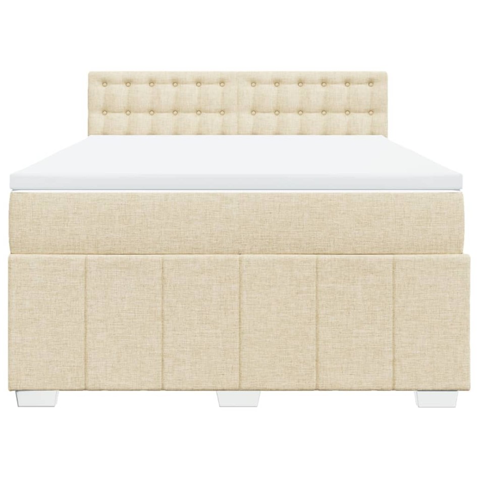 Cama box spring con colchón tela color crema 140x200
