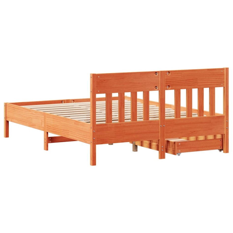 Estructura de cama sin colchón madera maciza marrón 135x190