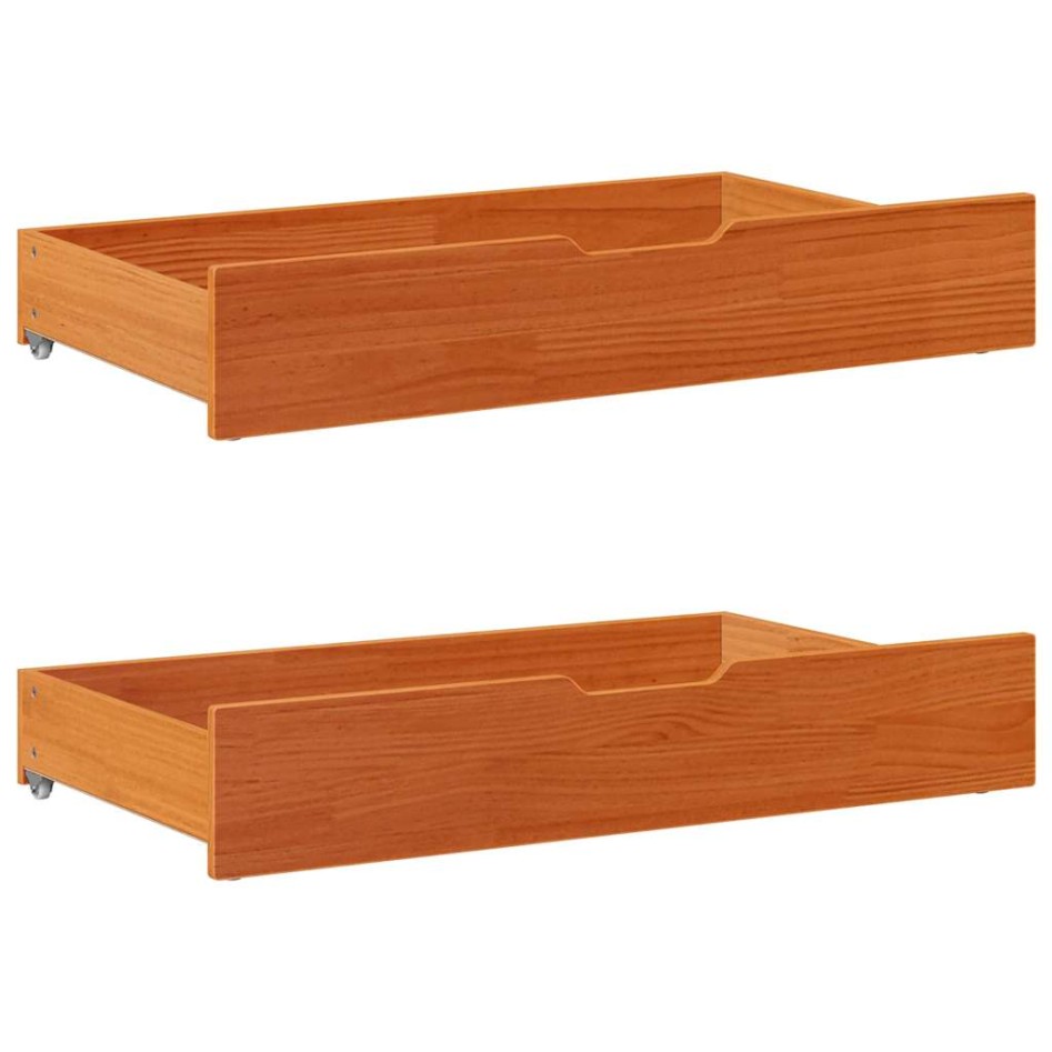 Estructura cama con cajones madera pino marrón cera 200x200