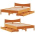 Estructura cama con cajones madera pino marrón cera 120x200