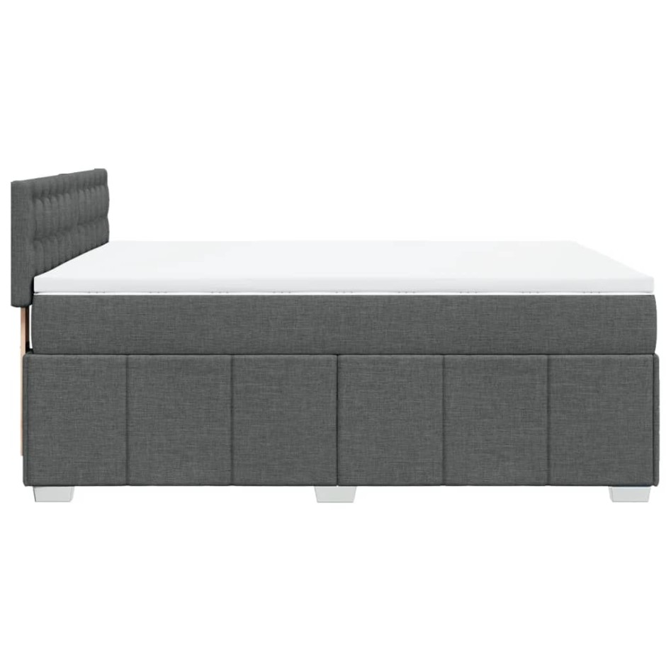 Cama box spring con colchón tela gris oscuro 140x200