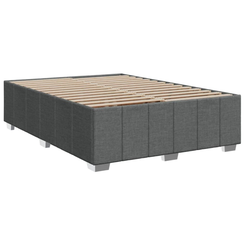 Cama box spring con colchón tela gris oscuro 140x200