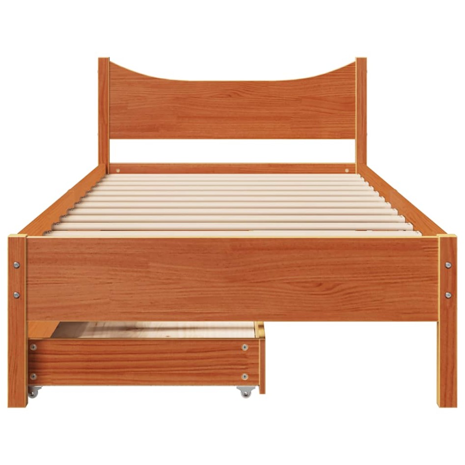 Estructura de cama con cajones madera de pino marrón 75x190