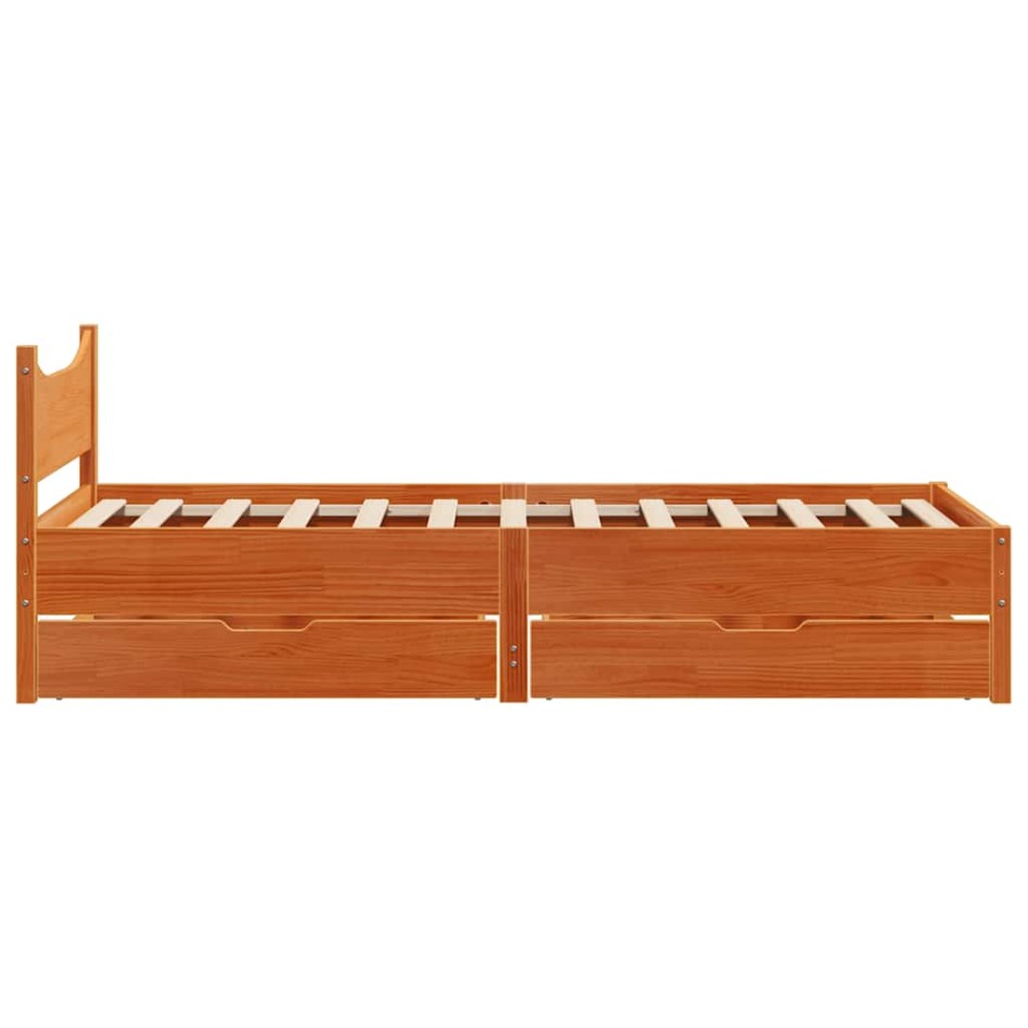 Estructura de cama con cajones madera de pino marrón 75x190