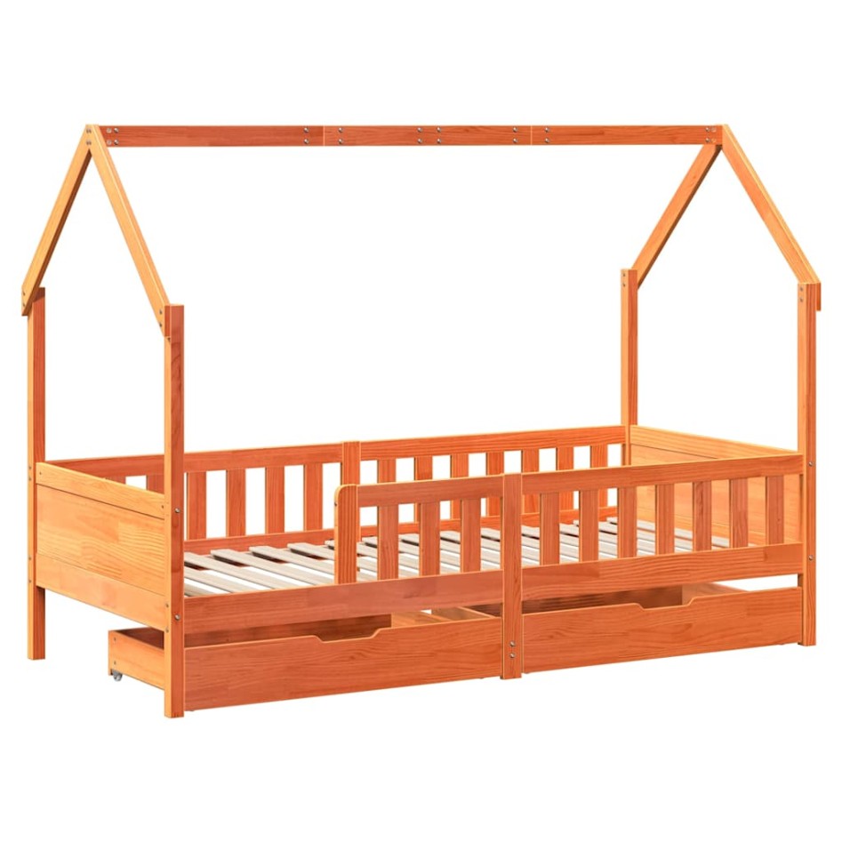 Estructura de cama infantil con cajones madera pino 90x190