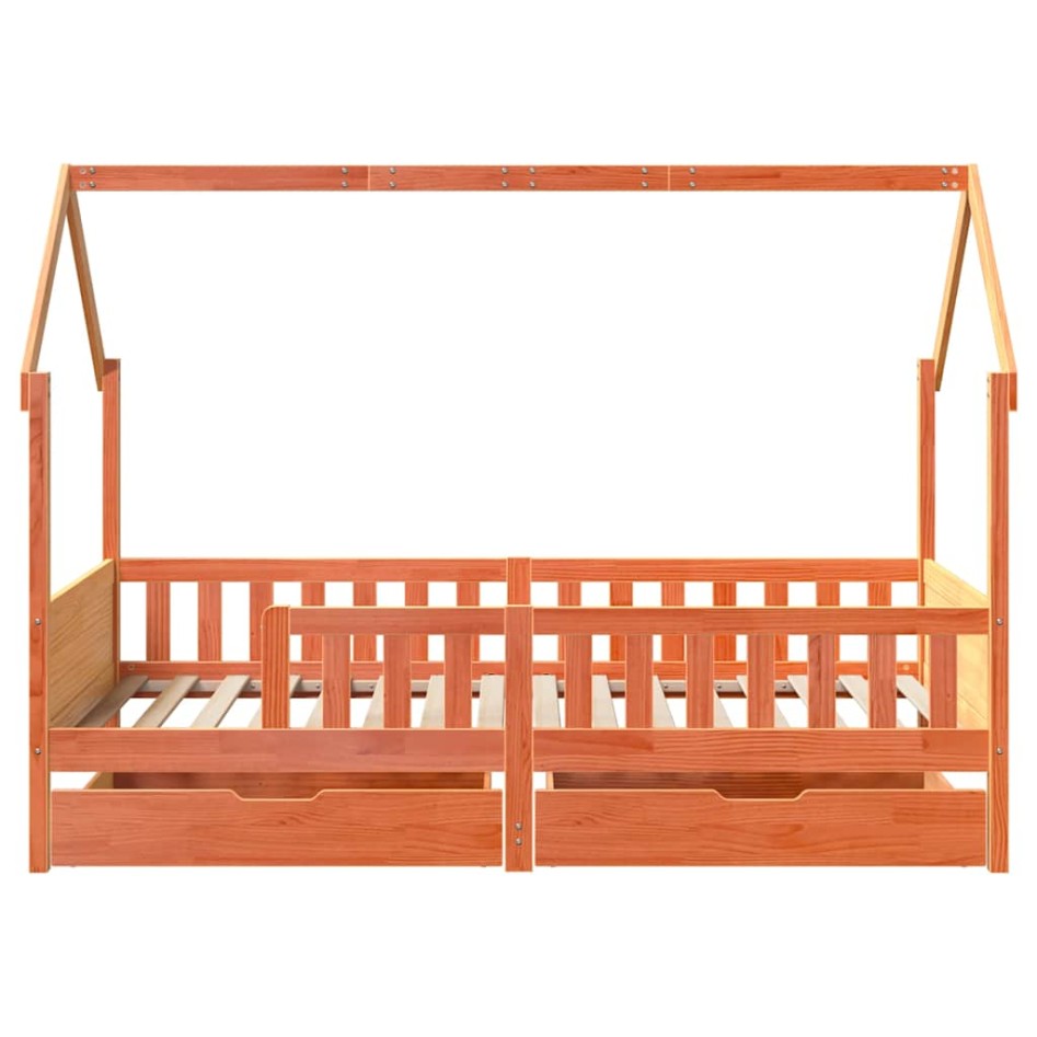 Estructura de cama infantil con cajones madera pino 90x190
