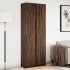 Aparador con LED madera ingeniería marrón roble 74x32,5x200