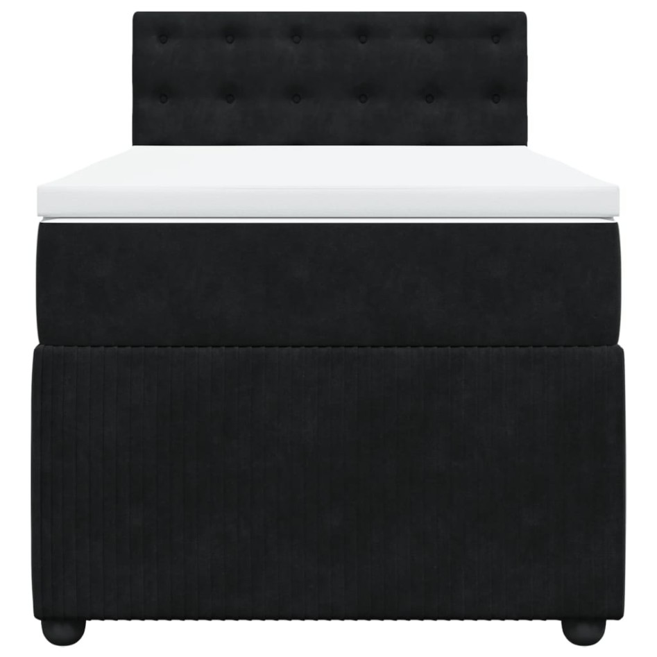 Cama box spring con colchón cuero sintético negro 90x190
