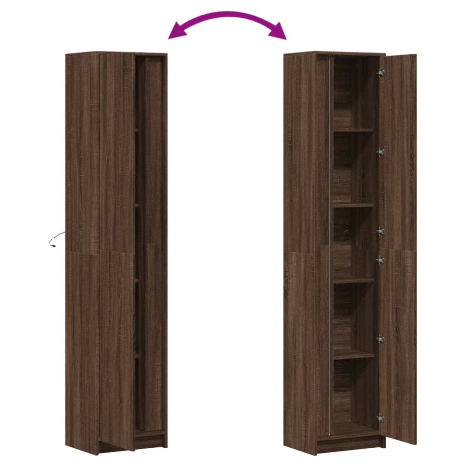 Aparador con LED madera ingeniería marrón roble