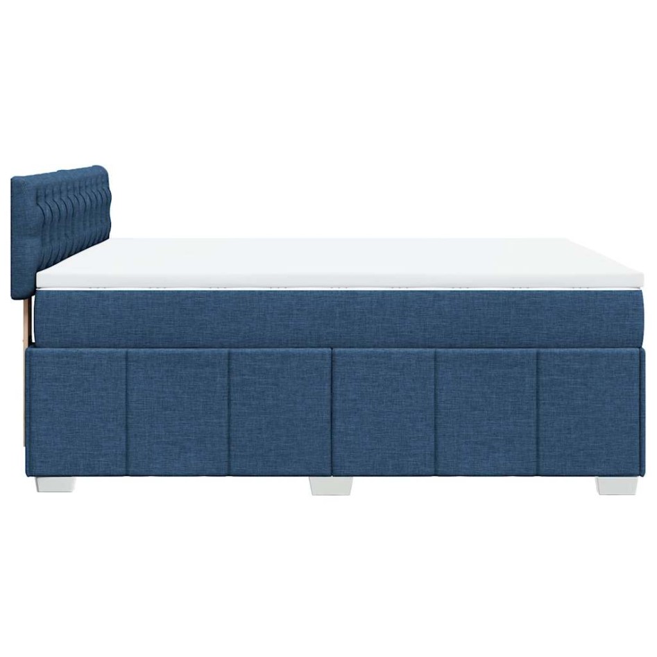 Cama box spring con colchón tela azul 140x200