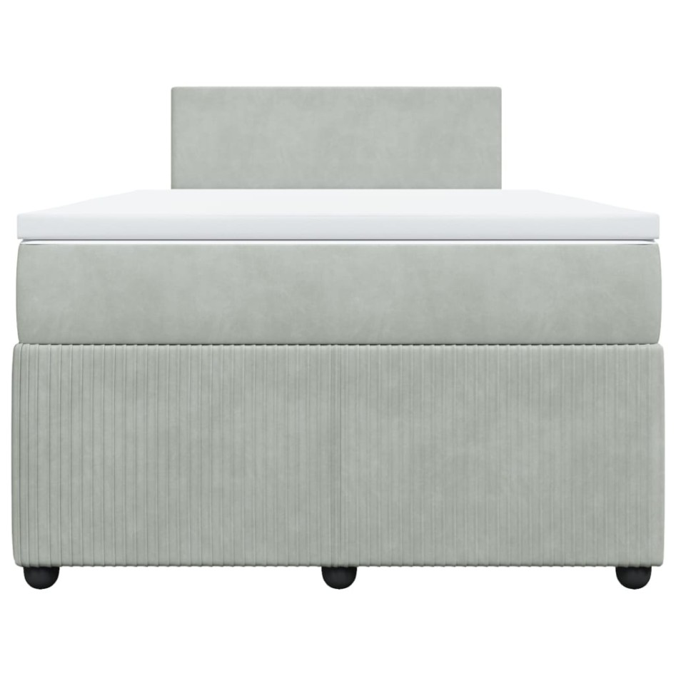 Cama box spring con colchón terciopelo gris claro 120x190
