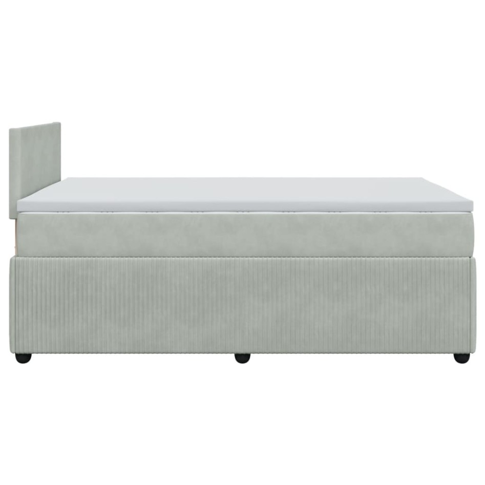 Cama box spring con colchón terciopelo gris claro 120x190