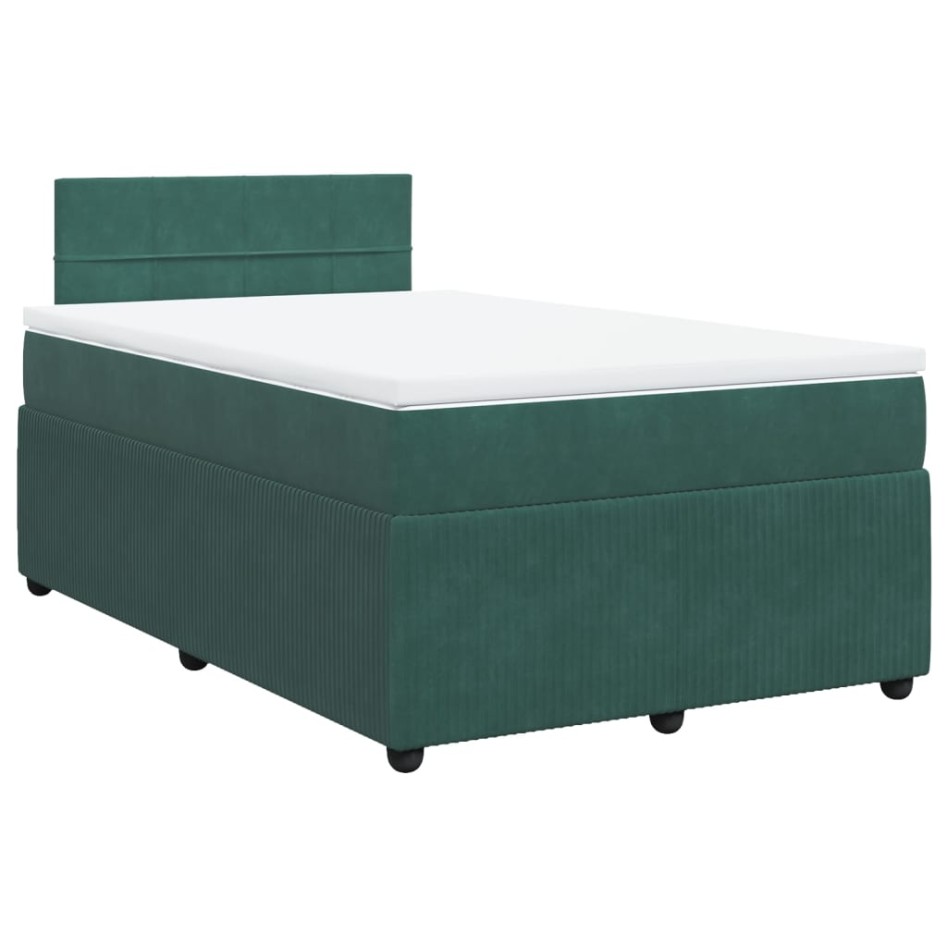 Cama box spring con colchón terciopelo verde oscuro 120x190