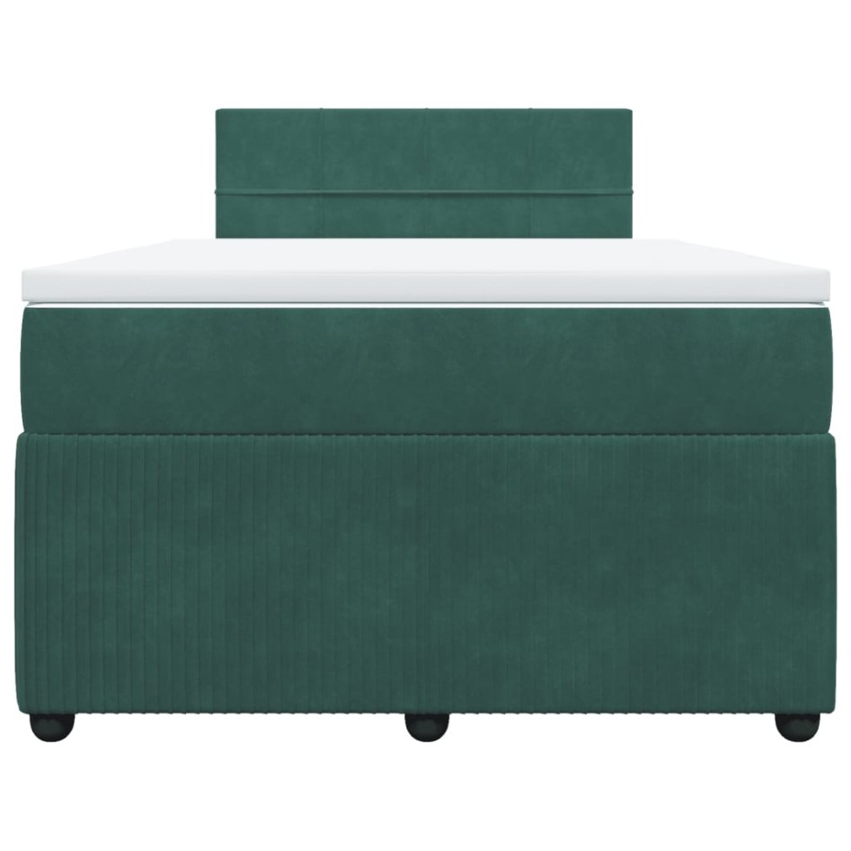 Cama box spring con colchón terciopelo verde oscuro 120x190