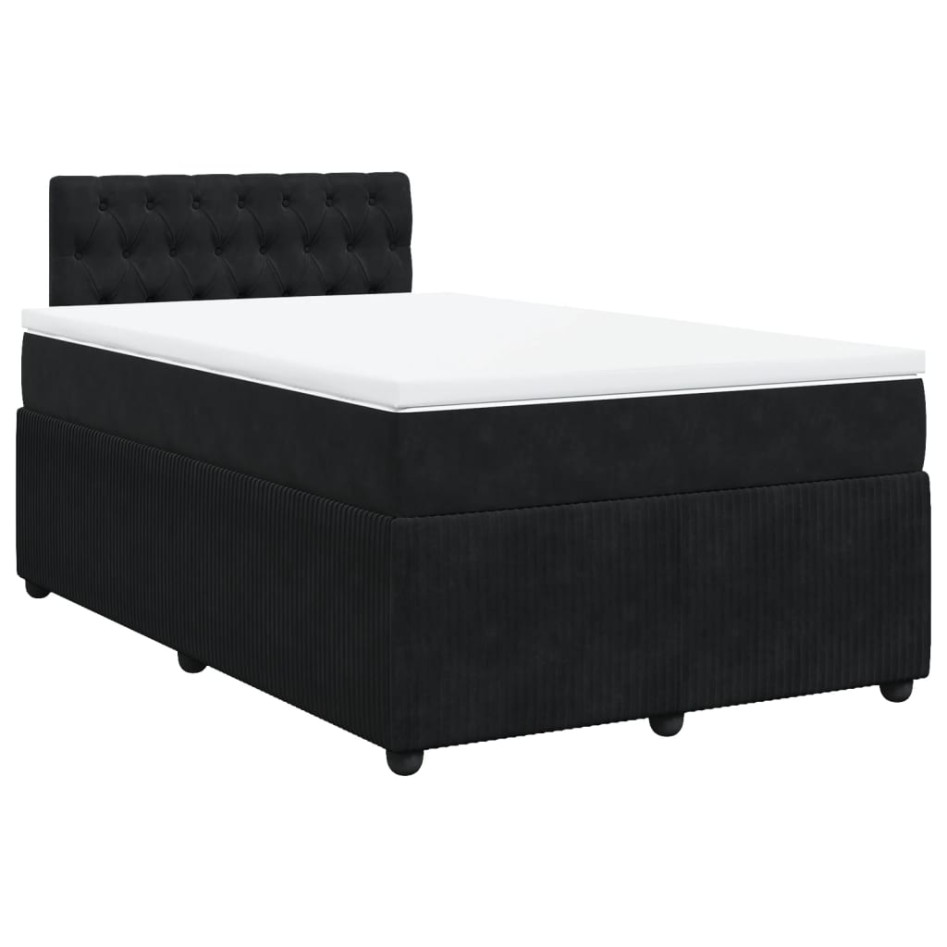 Cama box spring con colchón terciopelo negro 120x190