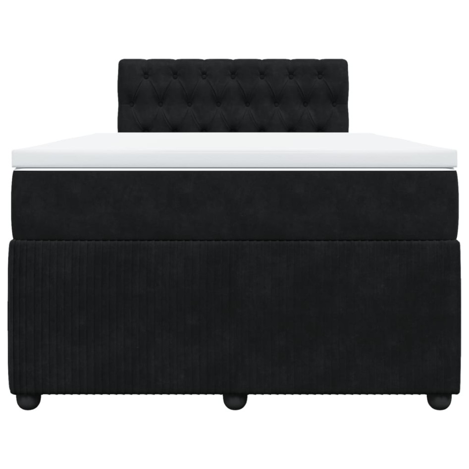 Cama box spring con colchón terciopelo negro 120x190