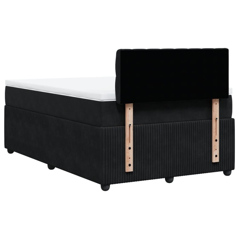 Cama box spring con colchón terciopelo negro 120x190