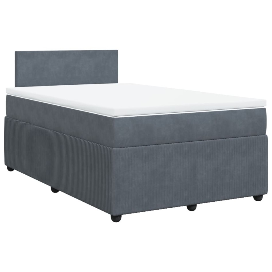 Cama box spring con colchón terciopelo gris oscuro 120x200