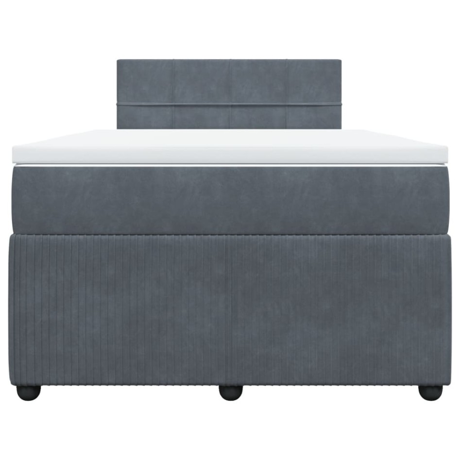 Cama box spring con colchón terciopelo gris oscuro 120x200