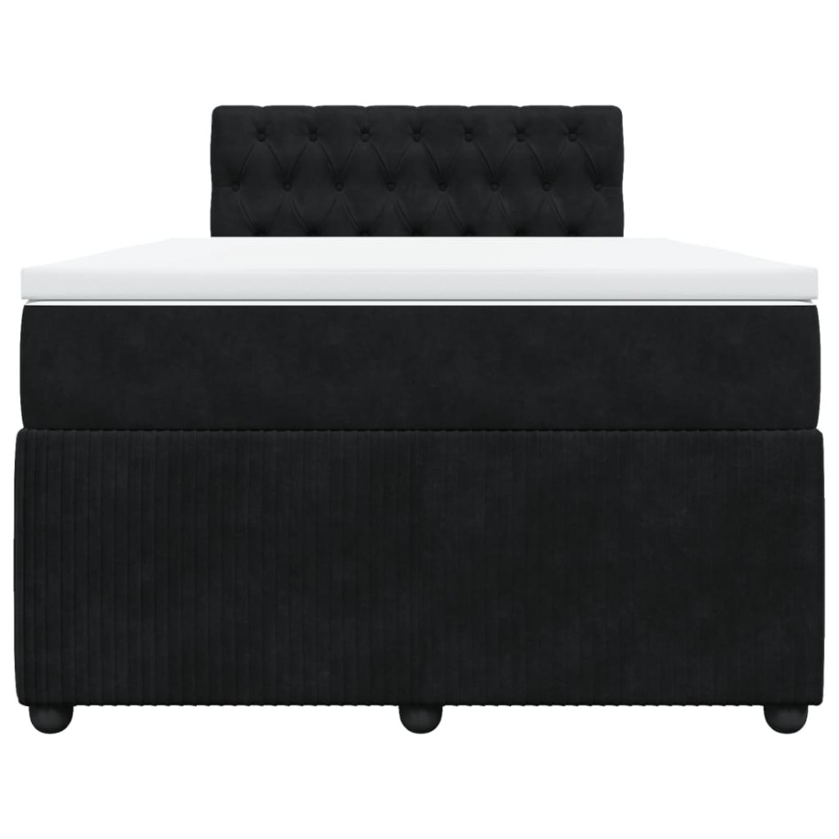 Cama box spring con colchón terciopelo negro 120x200
