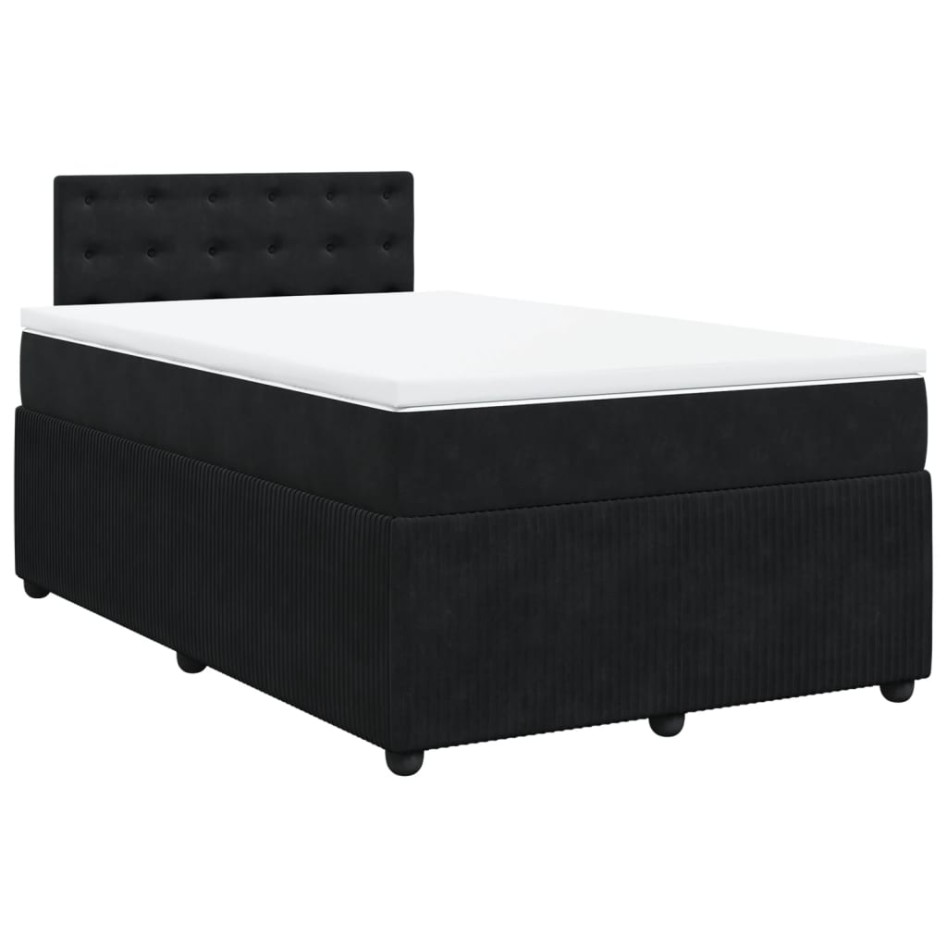 Cama box spring con colchón terciopelo negro 120x200