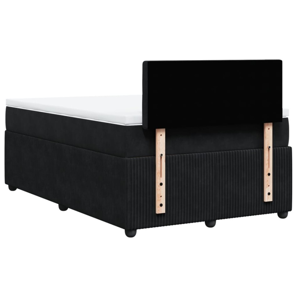 Cama box spring con colchón terciopelo negro 120x200
