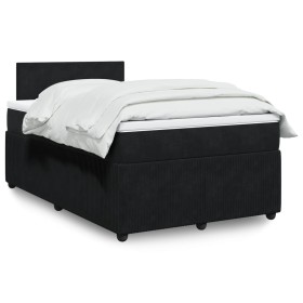 Cama box spring con colchón terciopelo negro 120x190