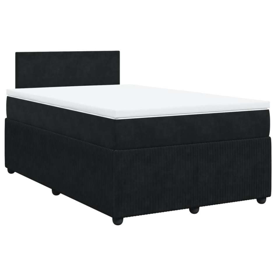 Cama box spring con colchón terciopelo negro 120x190