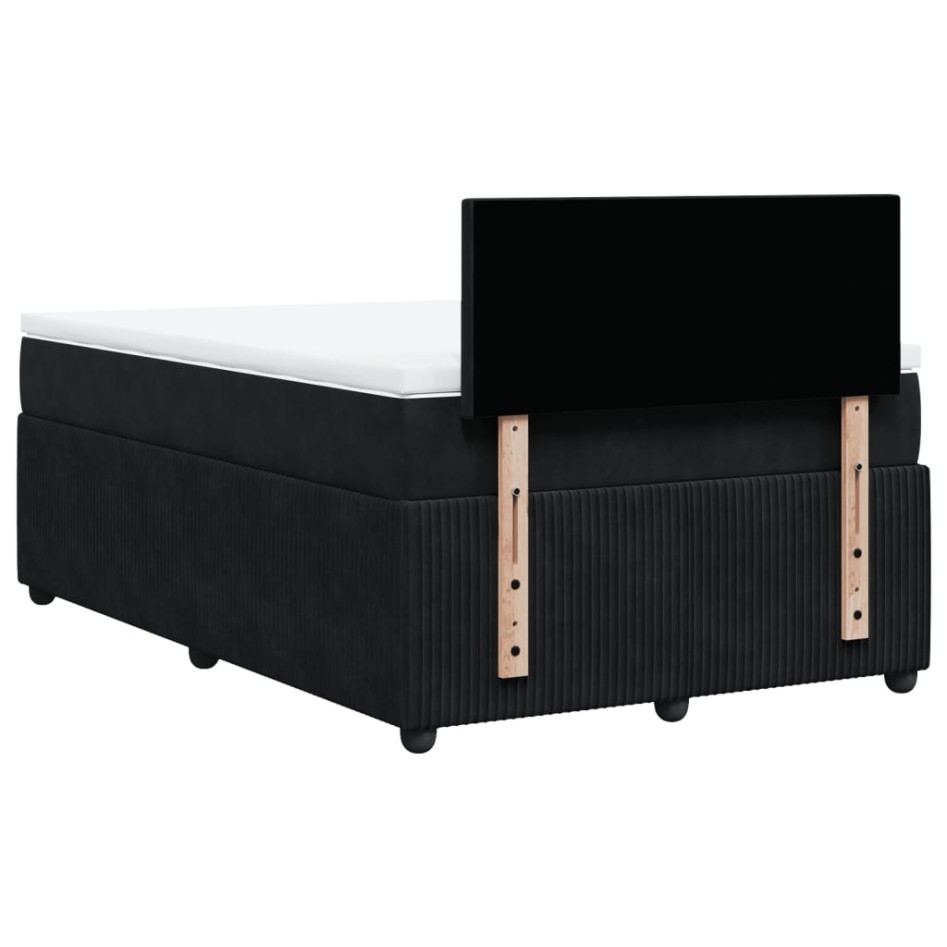 Cama box spring con colchón terciopelo negro 120x190