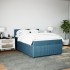 Cama box spring con colchón terciopelo azul 140x190