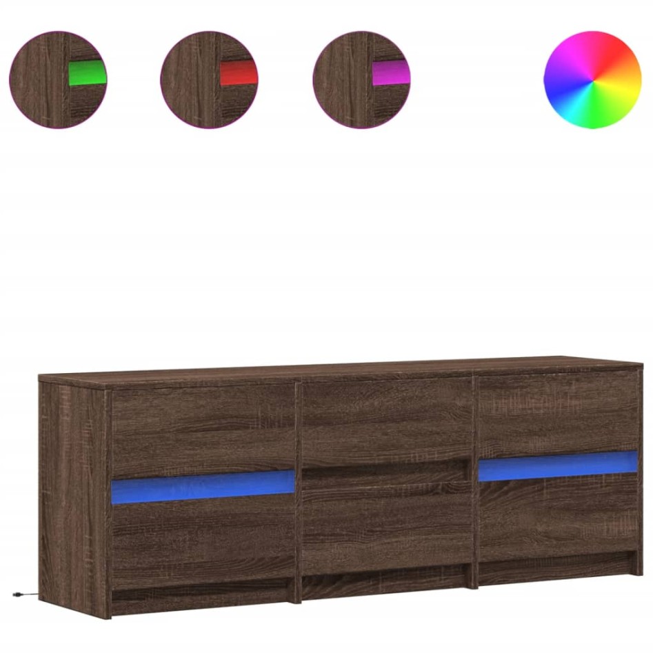 Mueble de TV LED madera ingeniería marrón roble 140x34x50