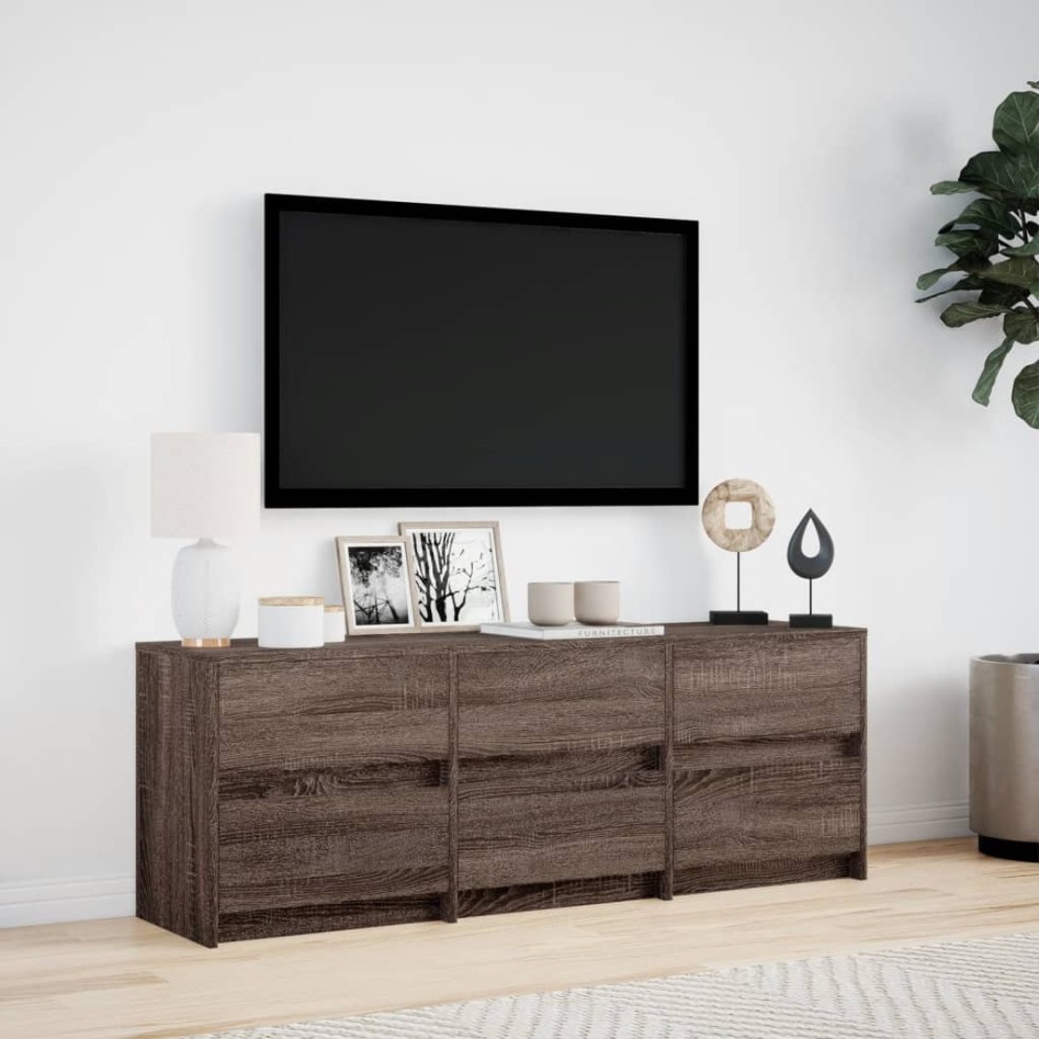 Mueble de TV LED madera ingeniería marrón roble 140x34x50