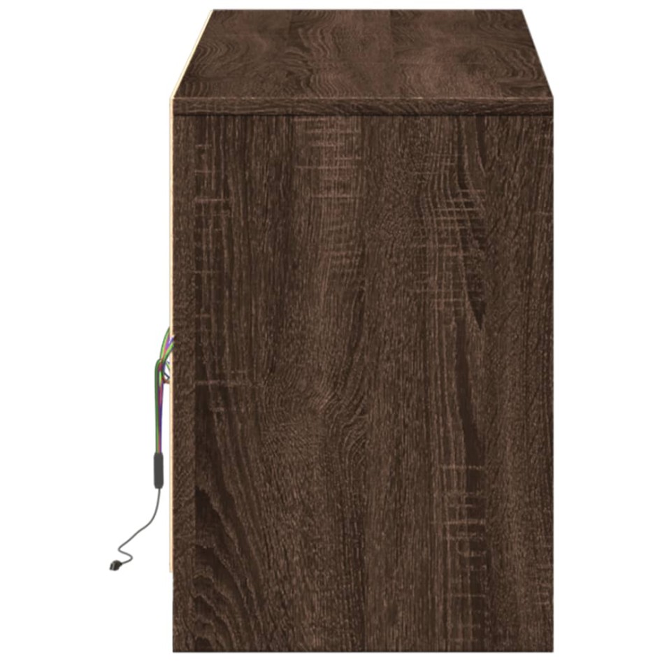 Mueble de TV LED madera ingeniería marrón roble 140x34x50