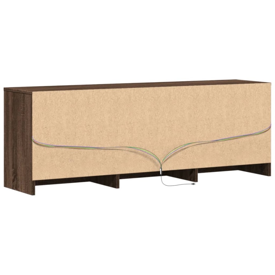 Mueble de TV LED madera ingeniería marrón roble 140x34x50