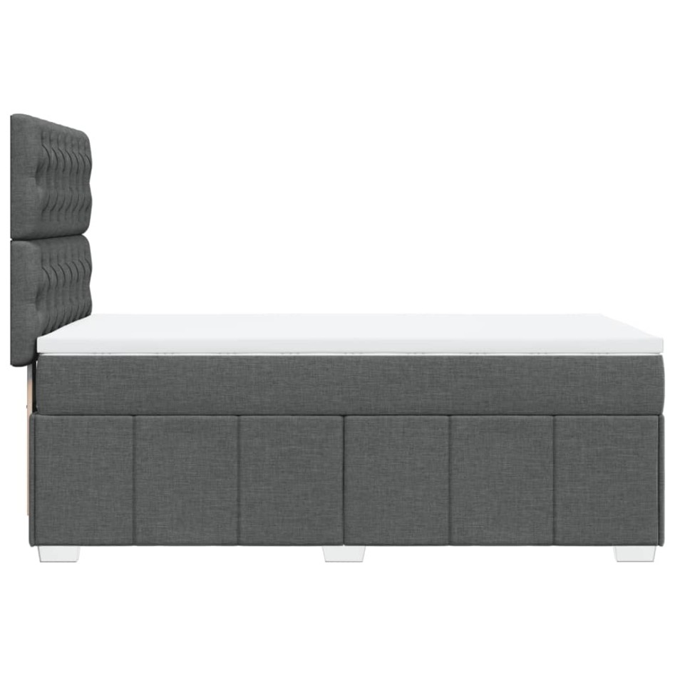 Cama box spring con colchón tela gris oscuro 90x190