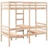 Cama alta con escritorio y asientos madera maciza 90x200