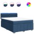 Cama box spring con colchón tela azul 140x200