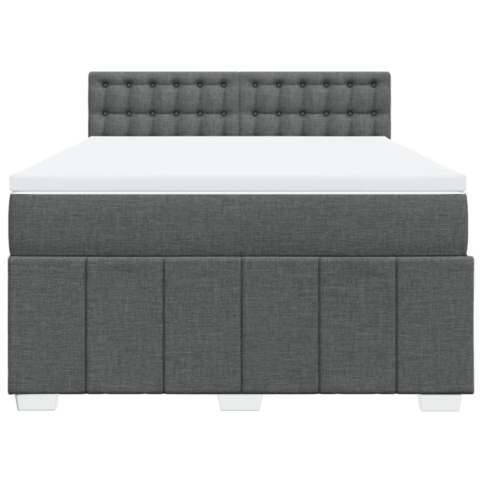 Cama box spring con colchón tela gris oscuro 140x200
