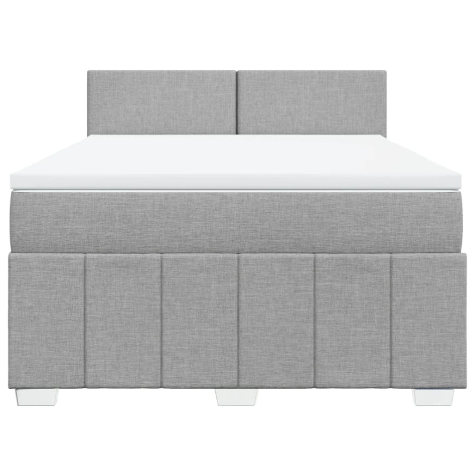 Cama box spring con colchón tela gris claro 160x200