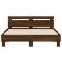 Estructura de cama cabecero y luces LED marrón roble 140x190