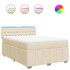Cama box spring con colchón tela color crema 160x200