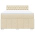 Cama box spring con colchón tela color crema 160x200