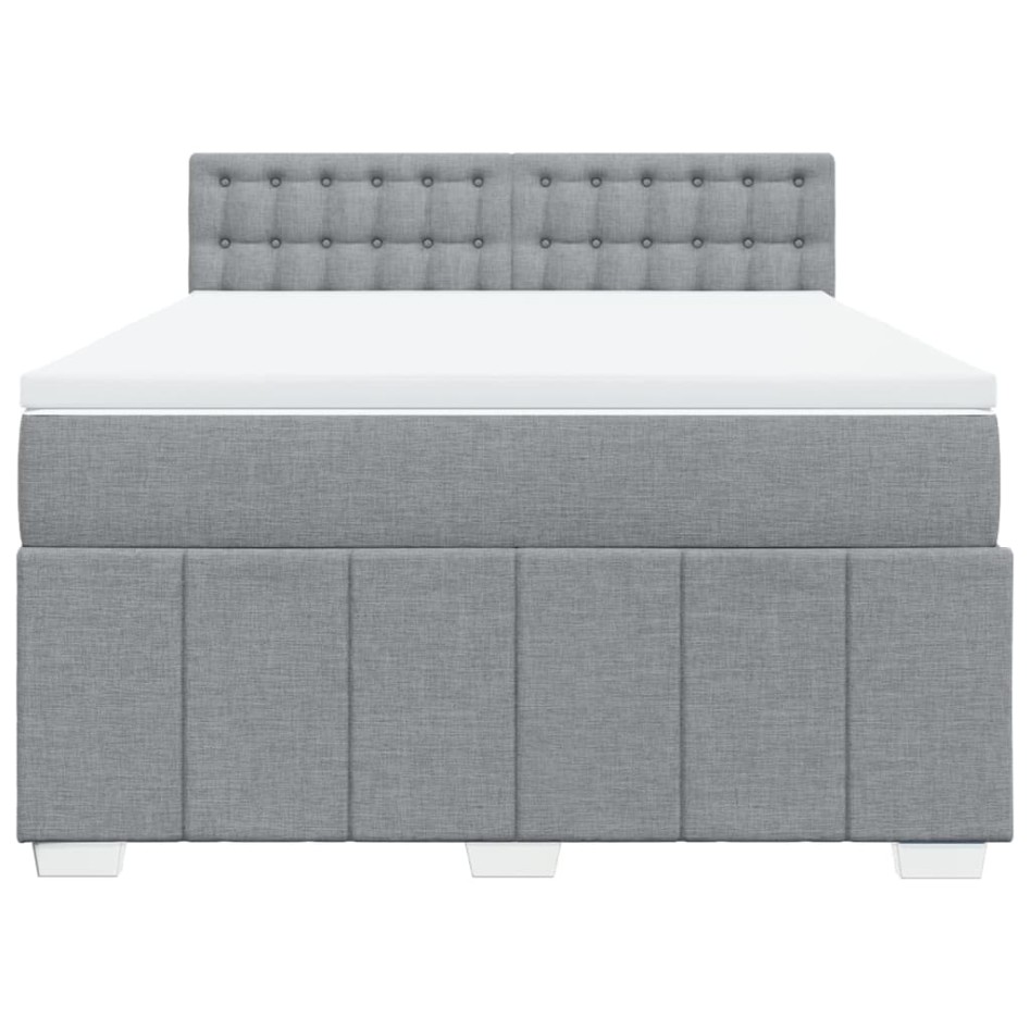 Cama box spring con colchón tela gris claro 160x200