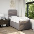 Cama box spring con colchón tela gris taupe 80x200