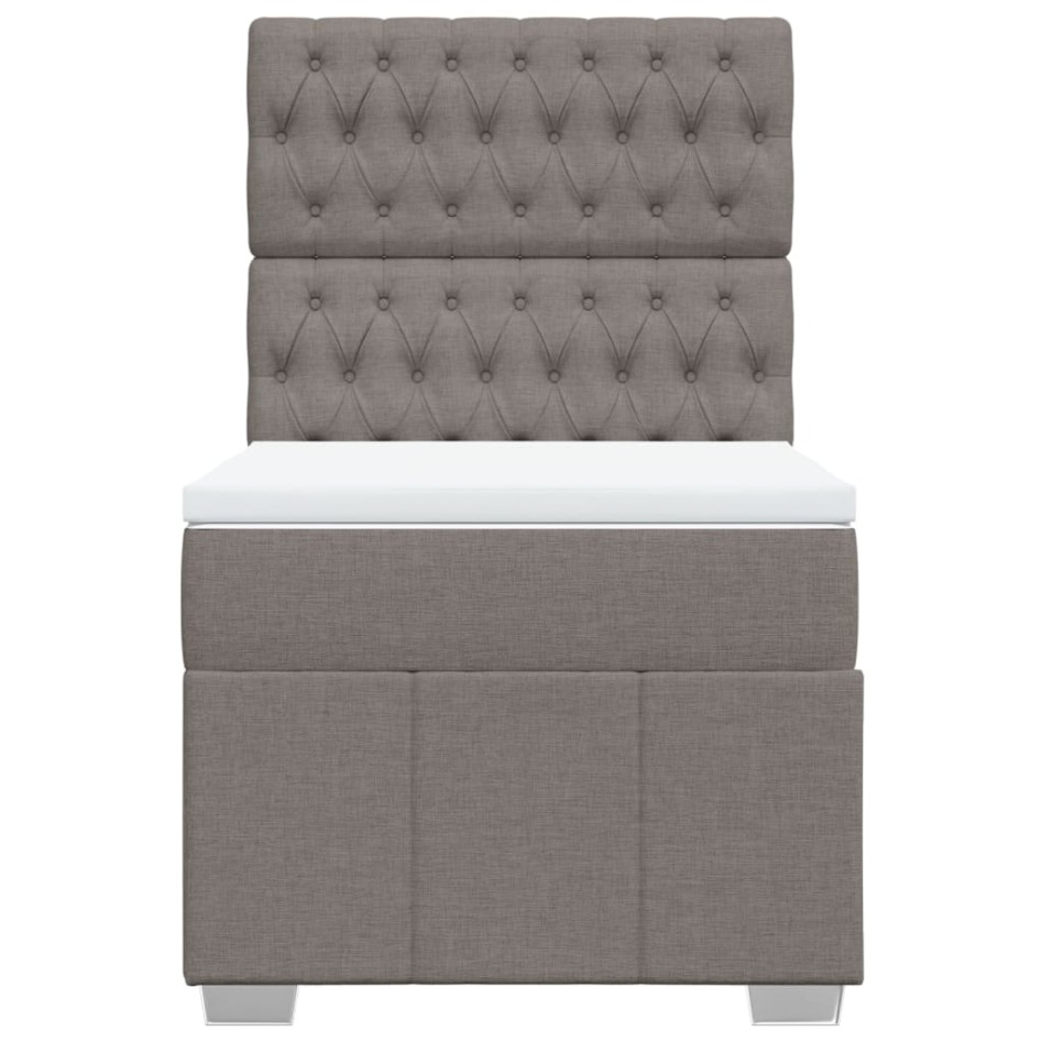 Cama box spring con colchón tela gris taupe 80x200