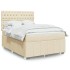 Cama box spring con colchón tela color crema 140x190