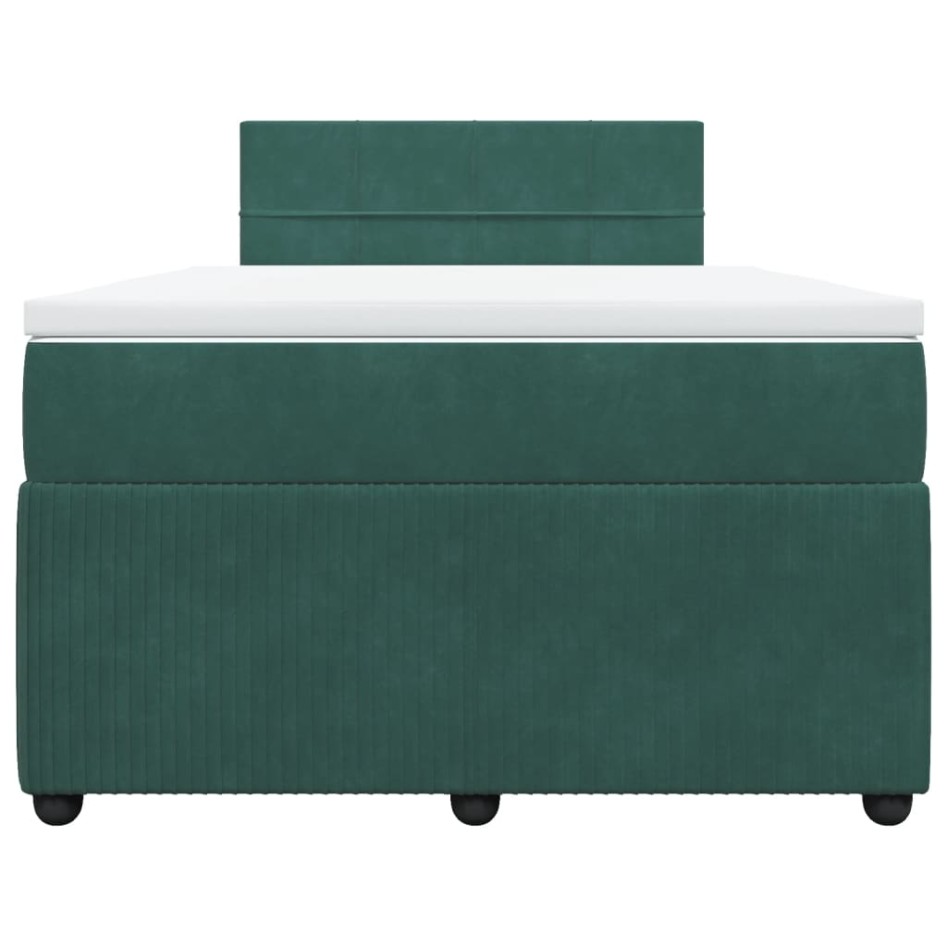 Cama box spring con colchón terciopelo verde oscuro 120x200