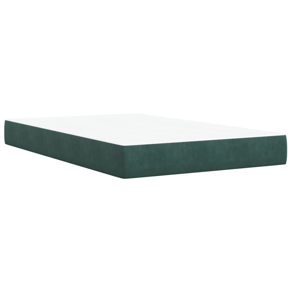 Cama box spring con colchón terciopelo verde oscuro 120x200