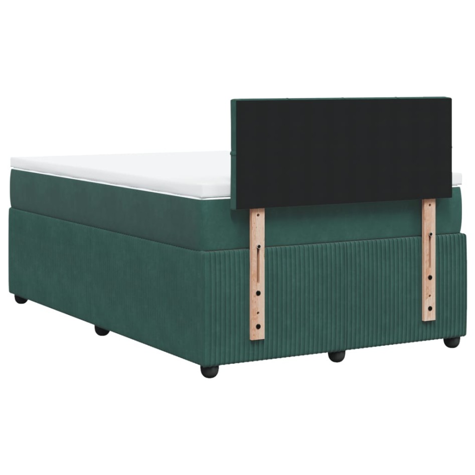 Cama box spring con colchón terciopelo verde oscuro 120x200