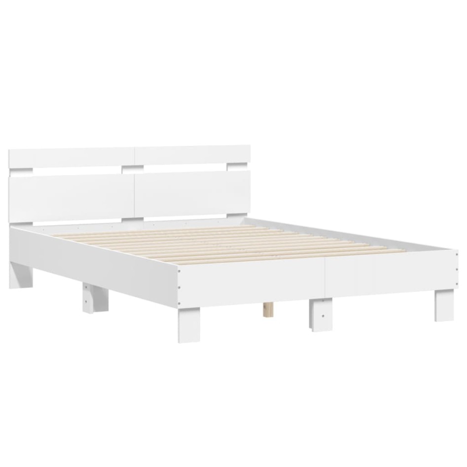 Estructura de cama con cabecero y luces LED blanco 120x200